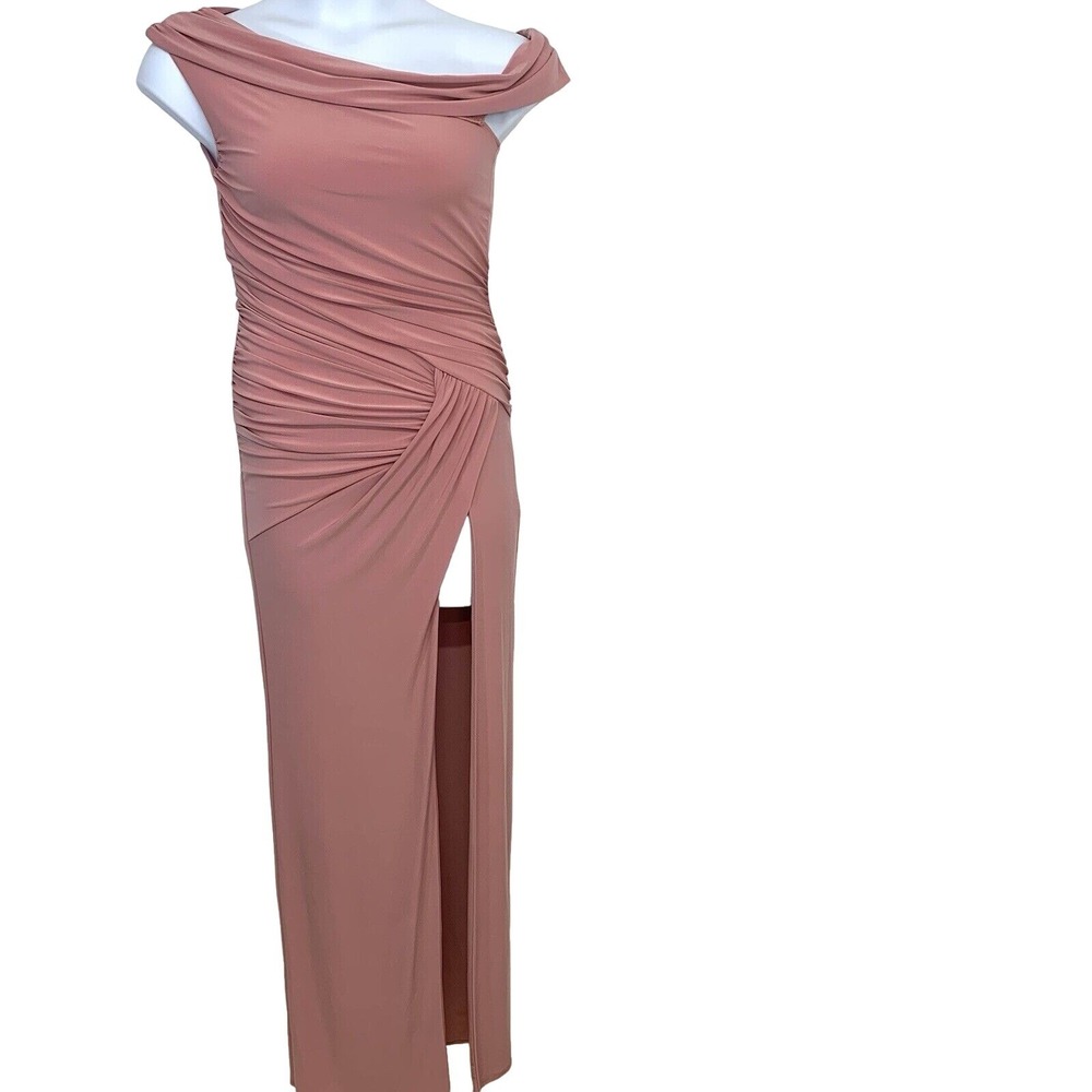 Windsor Maxi Dress Small Mauve Off Shoulder High Slit Stretch Draped Sexy‎ Fairy